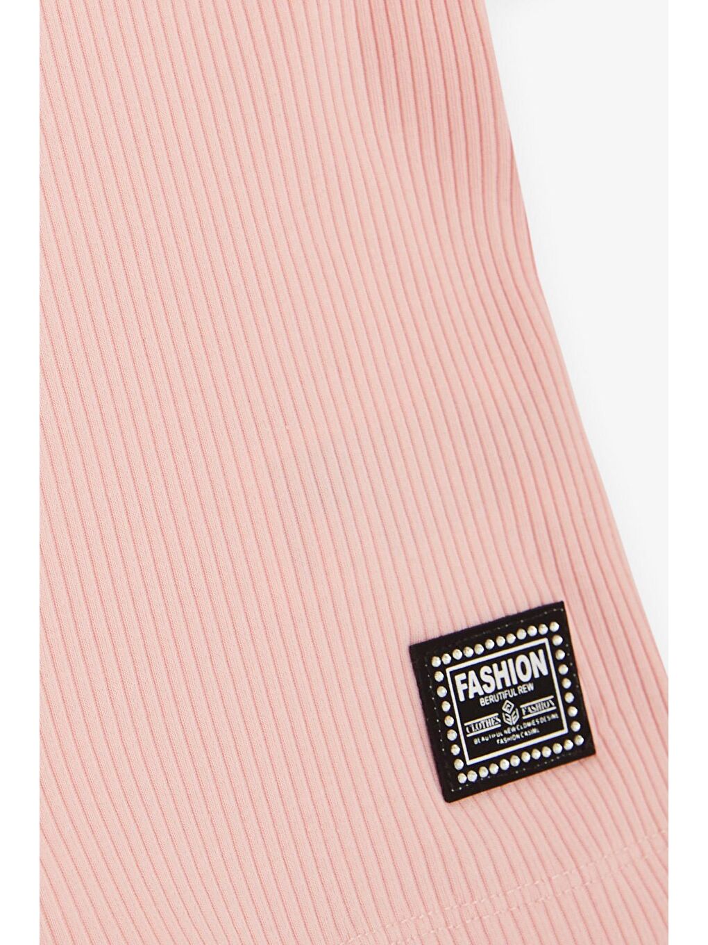 Pembe Kız Çocuk Crop Tişört Omuzu Açık Detaylı Fitilli Somon (9-14 Yaş)-3