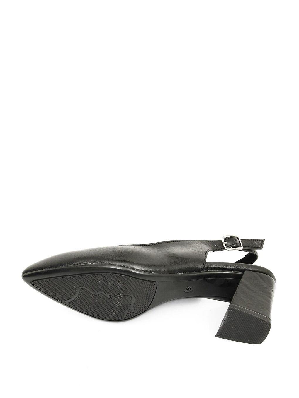 Siyah SİYAH  Hakiki Deri Sivri Burun Orta Kalın Topuklu Arkası Açık Kadın Yazlık Ayakkabı 24118-5