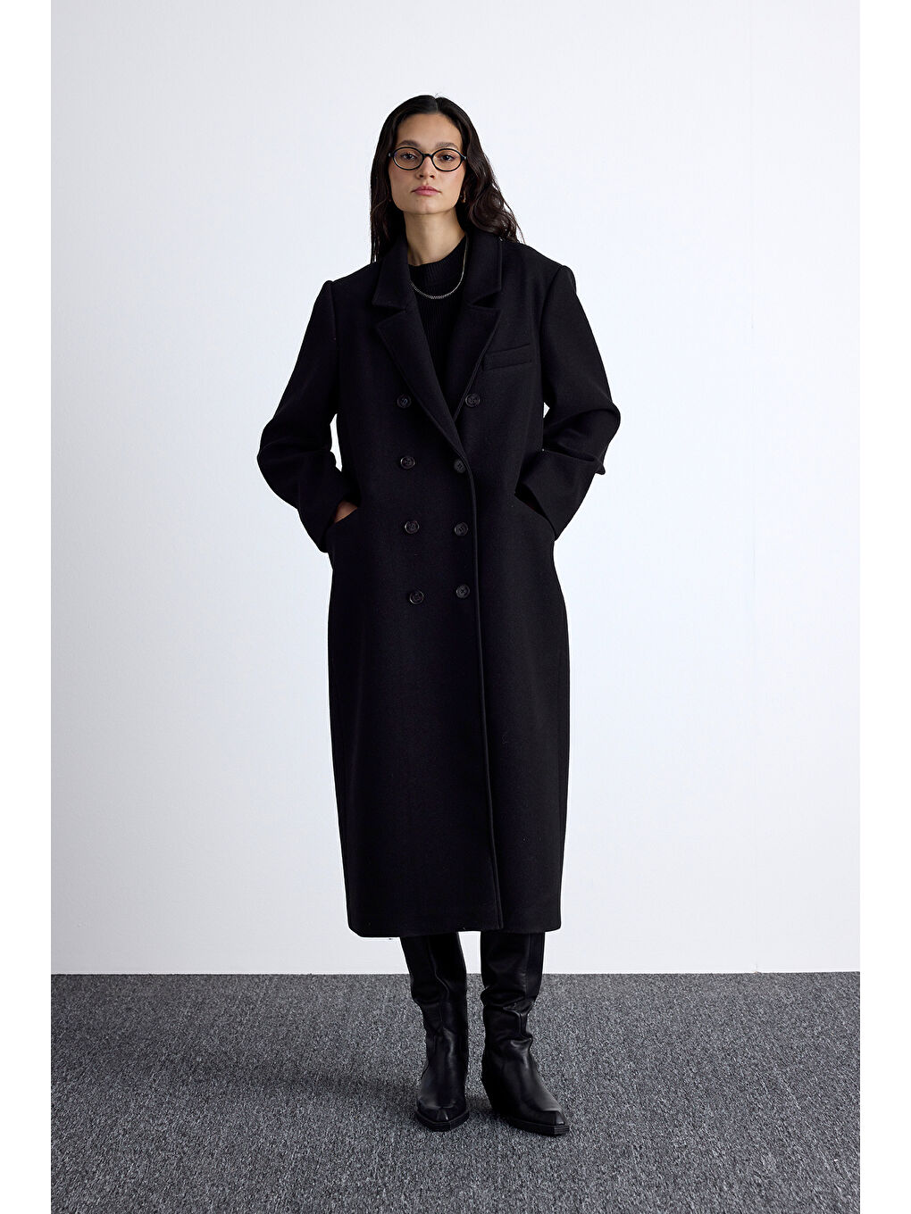 Özel Dikim Maskülen Kaban Siyah-5