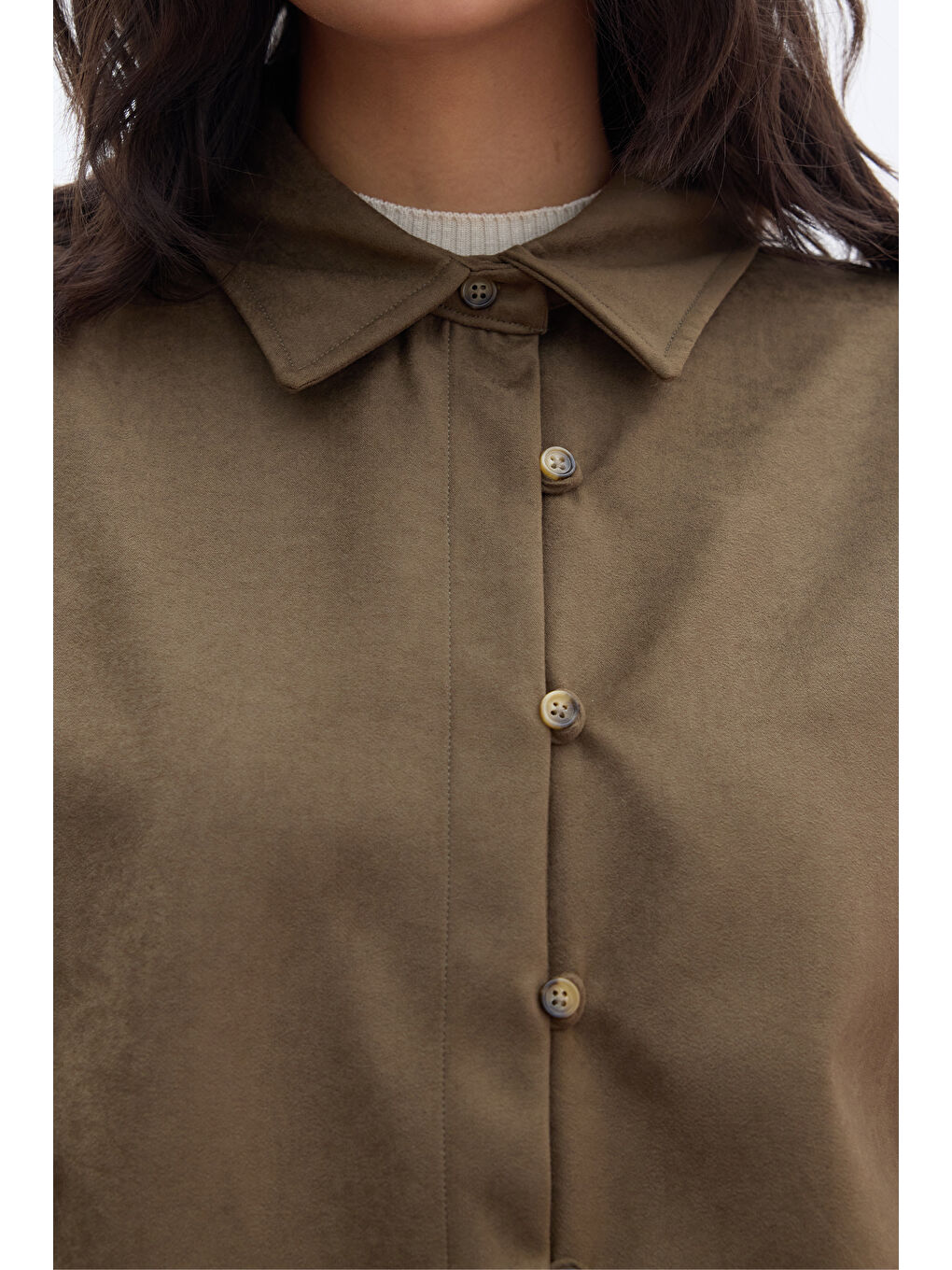Suni Süet Gömlek Haki-2