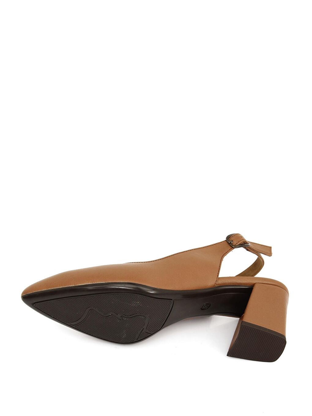 Kahverengi TABA-KAHVERENGİ  Hakiki Deri Sivri Burun Orta Kalın Topuklu Arkası Açık Kadın Yazlık Ayakkabı 24118-6