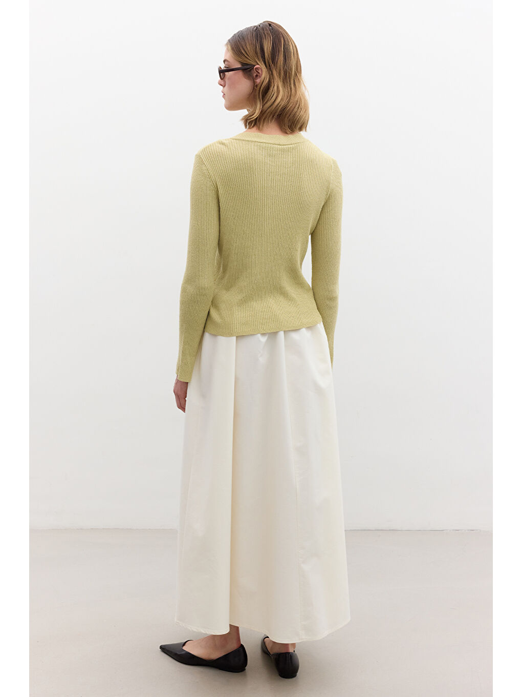 Küçük Düğmeli Triko Hırka Sarı-3