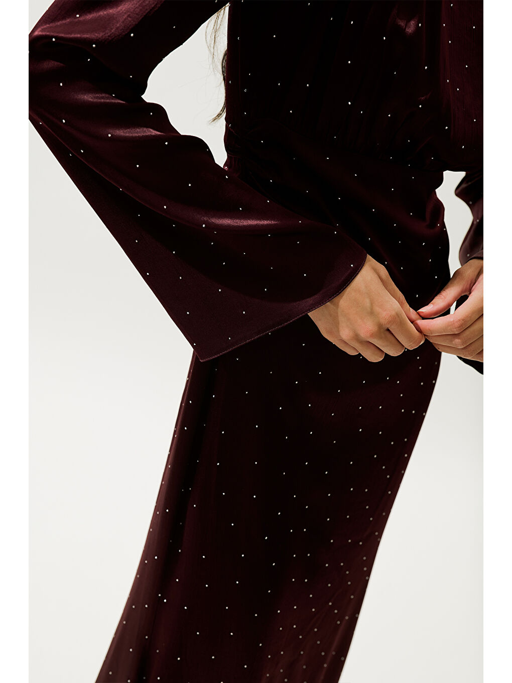 Mıla Taşlı Abiye Elbise Bordo-6