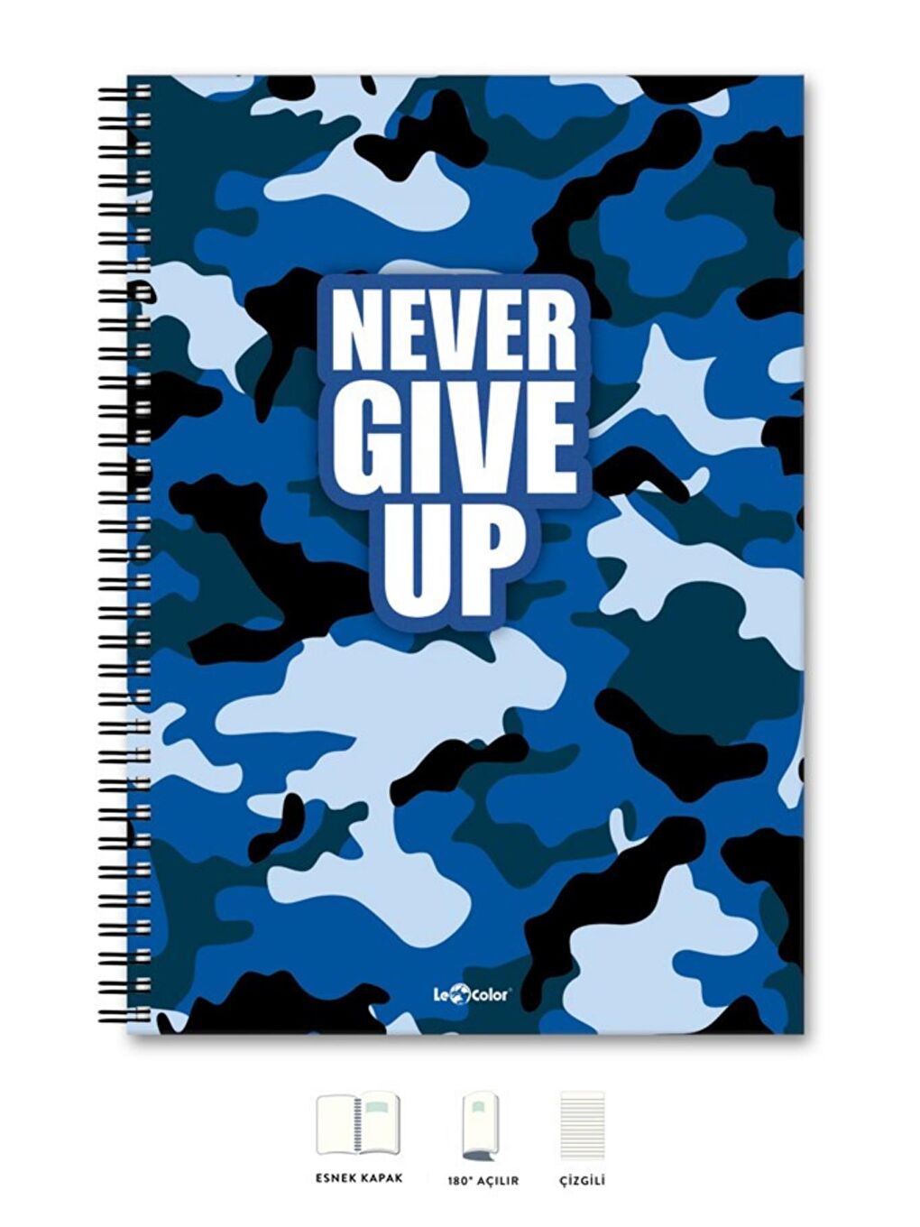 LE COLOR Lacivert A4 Defter Çizgili 200 syf Never Energy