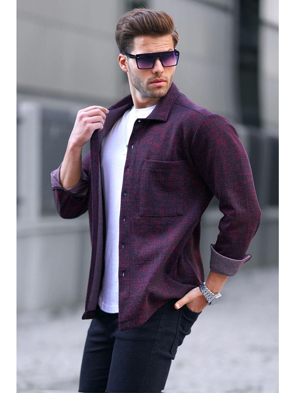 Bordo Ekoseli Regular Fit Erkek Gömlek 6717-1