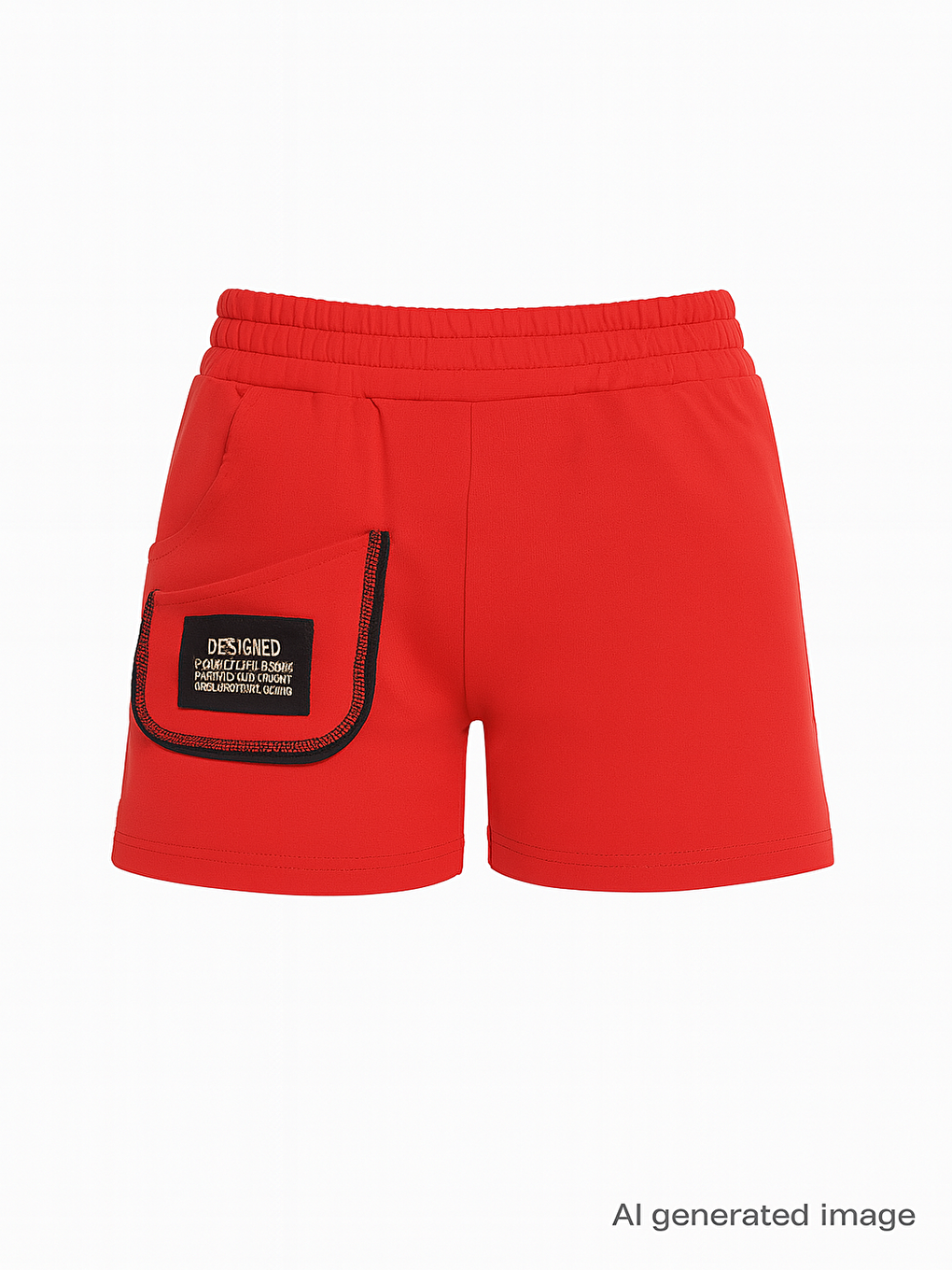 Kırmızı Kız Çocuk Yanı Armalı Cepli Şort