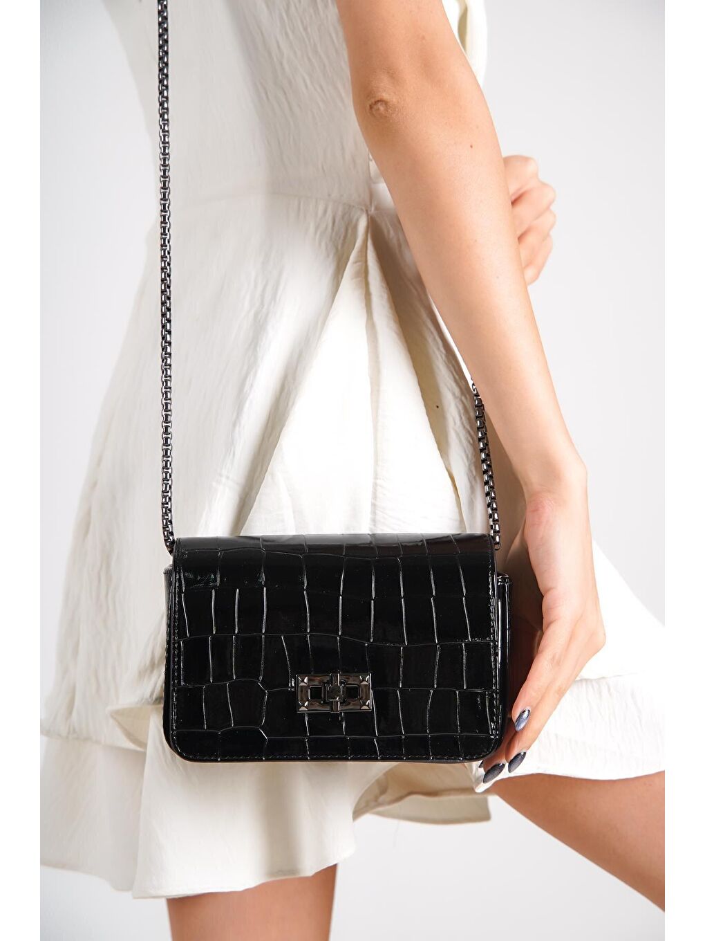 Soho Kroko Desenli Siyah Kadın Çanta