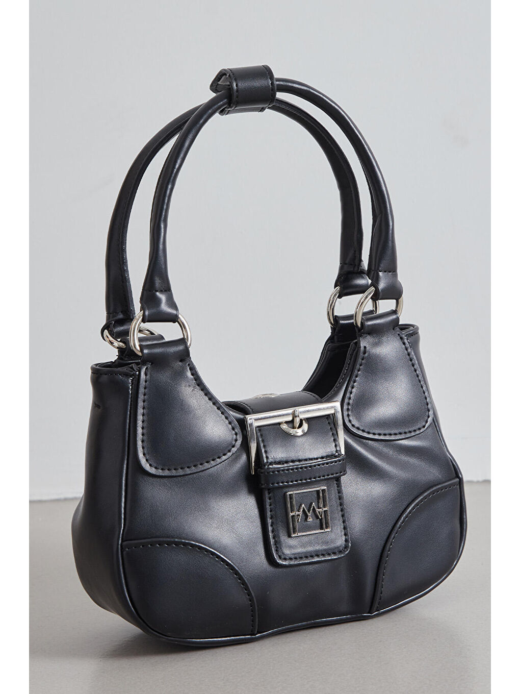 Metal Toka Kapamalı Mini Çanta Siyah-2