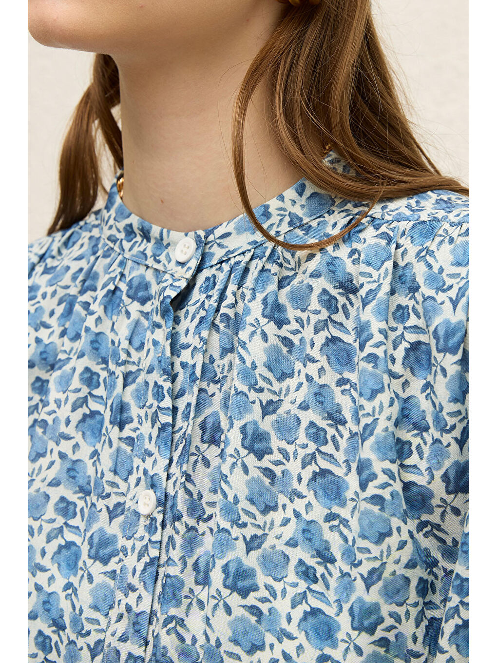 Viskon Desenli Tunik Rose Mavi-3