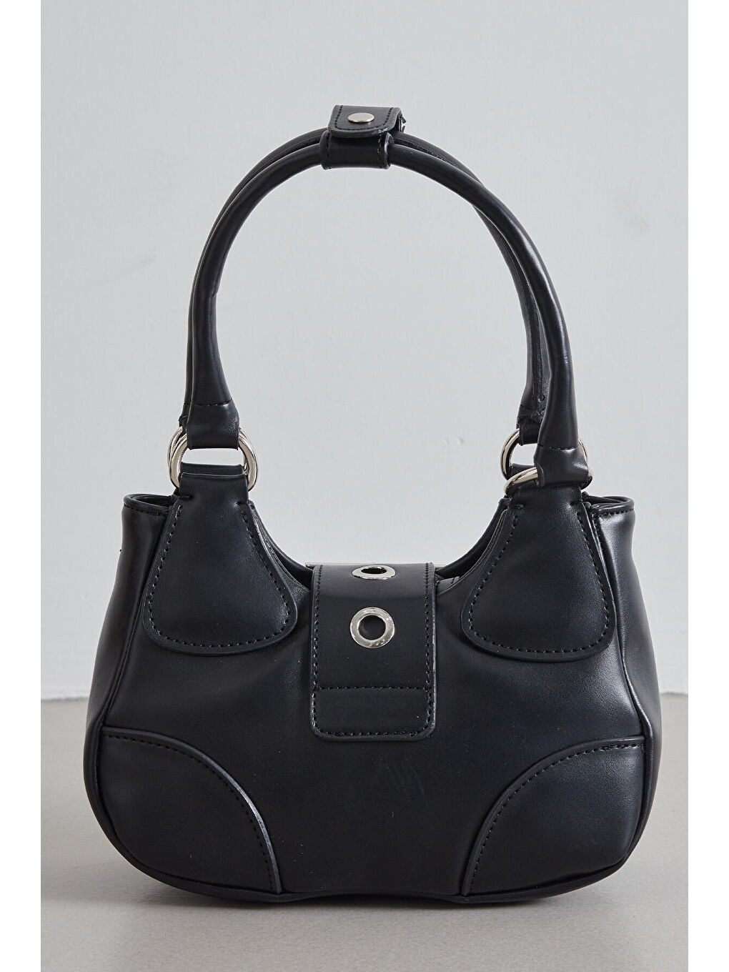 Metal Toka Kapamalı Mini Çanta Siyah-7