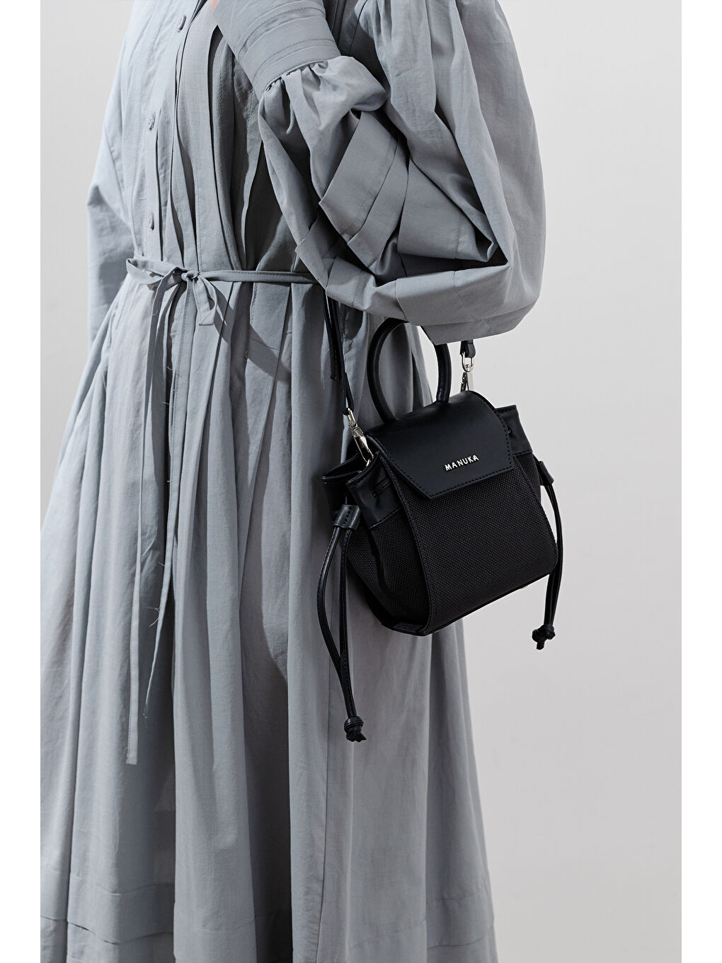 Kanvas Kapaklı Mini Çanta Siyah