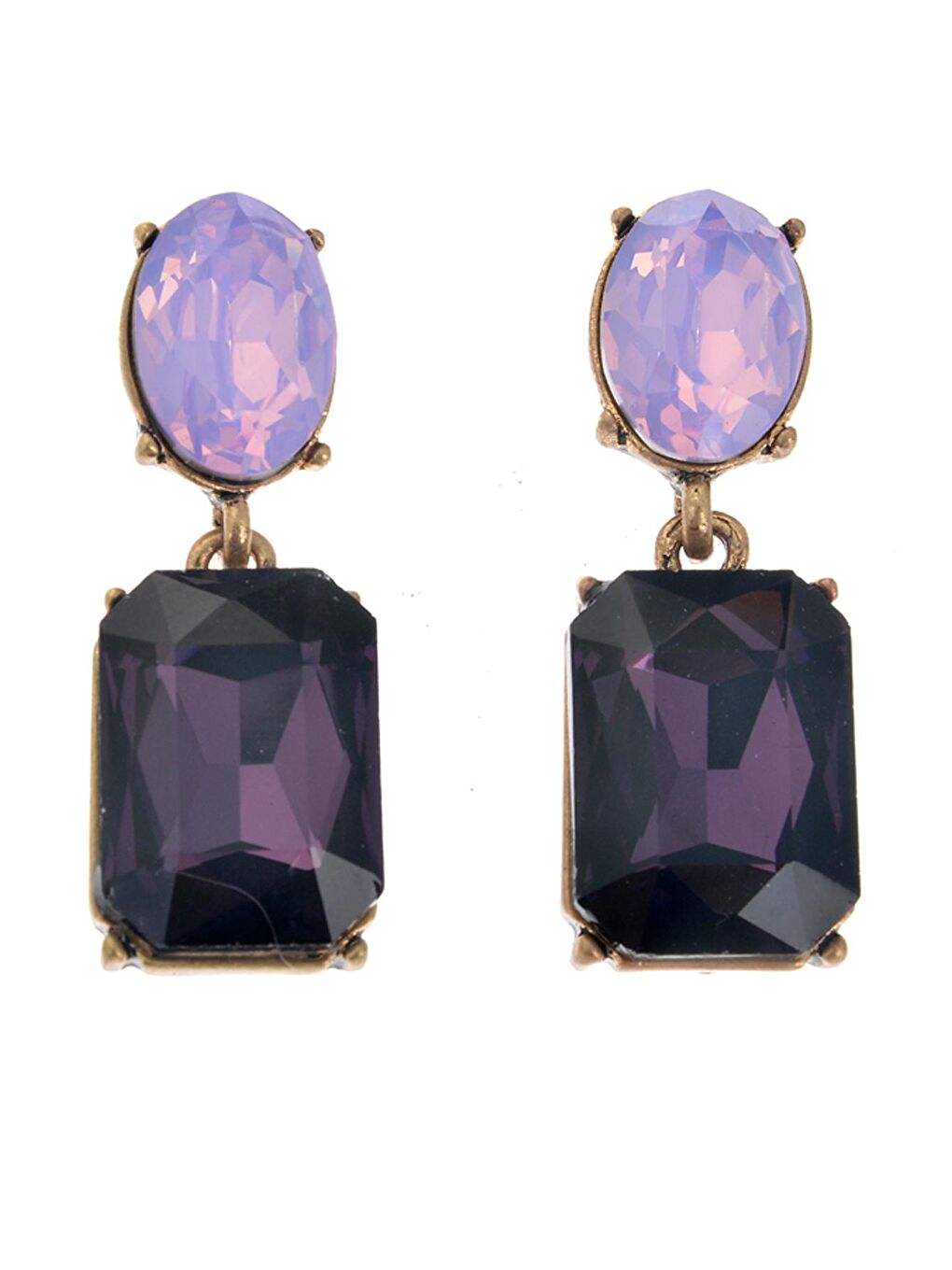 Karışık Mor Kristal Taşlı Küpe