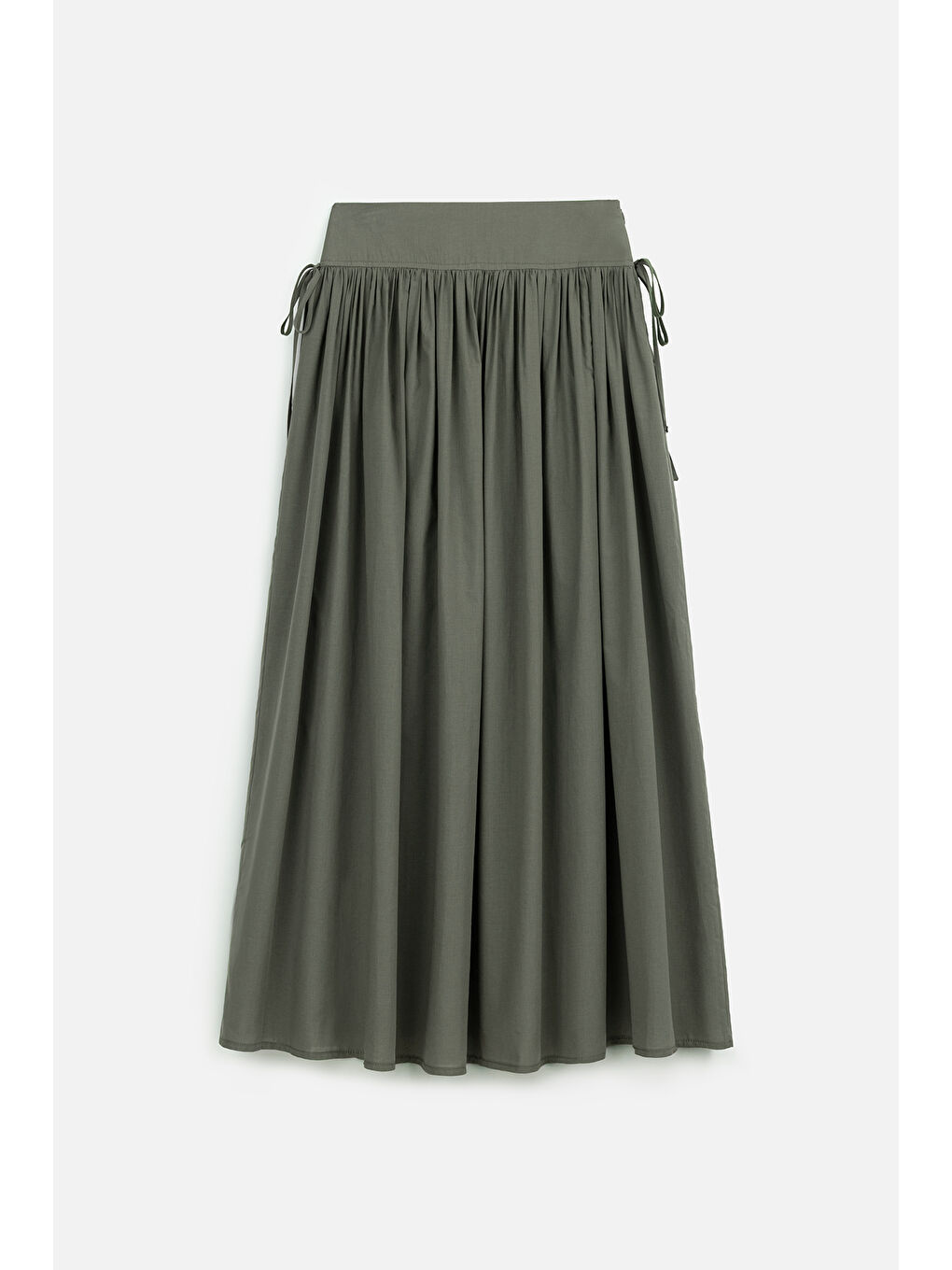 Bağlama Detaylı Geniş Etek Çam Yeşili-1
