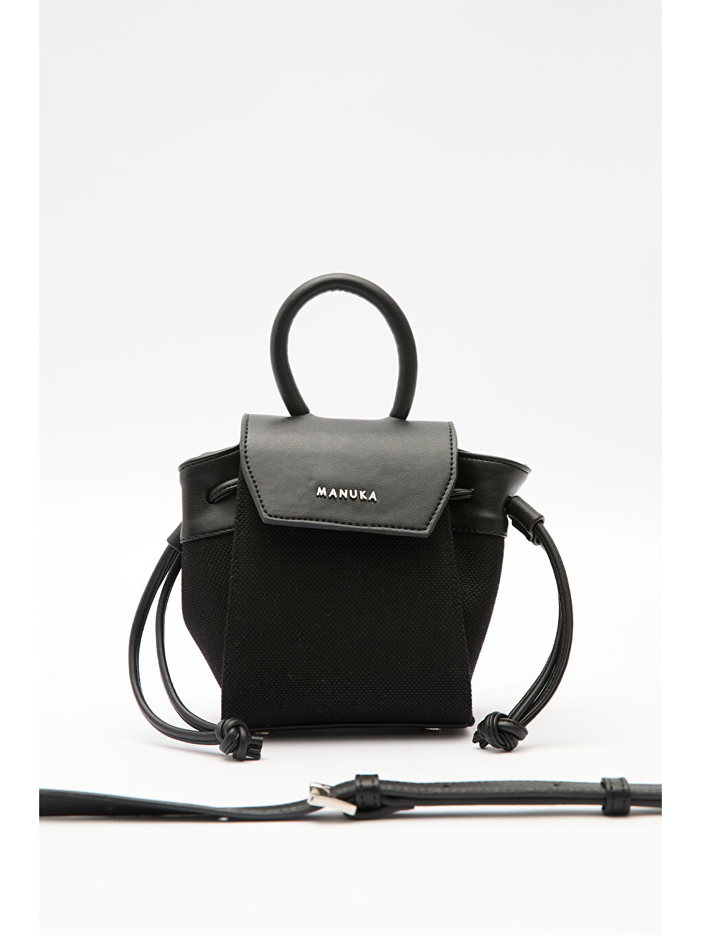 Kanvas Kapaklı Mini Çanta Siyah-3