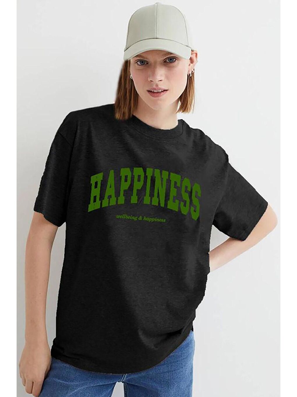 Kadın Siyah Baskılı Oversize Tişört Mg1230-4