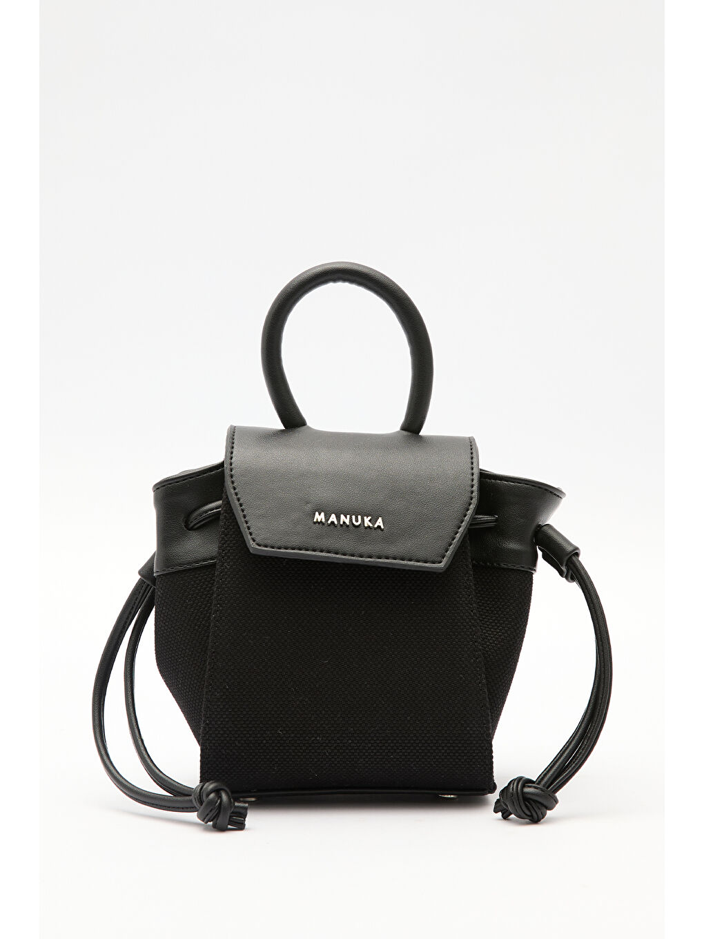 Kanvas Kapaklı Mini Çanta Siyah-4