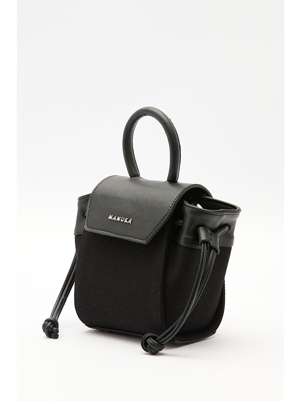 Kanvas Kapaklı Mini Çanta Siyah-5