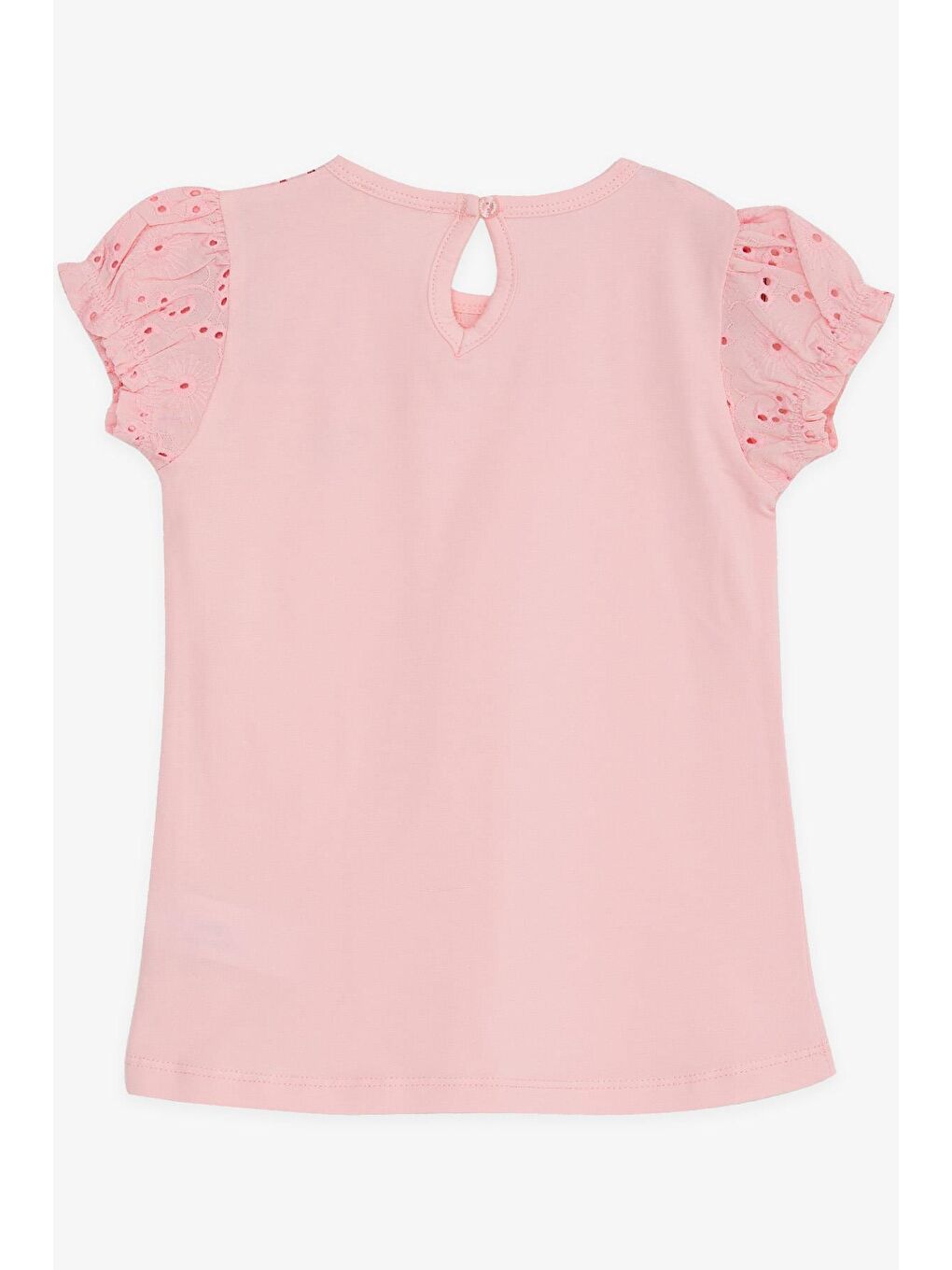 Kız Çocuk Tişört Güpürlü Aksesuarlı Pembe (5-10 Yaş)-1