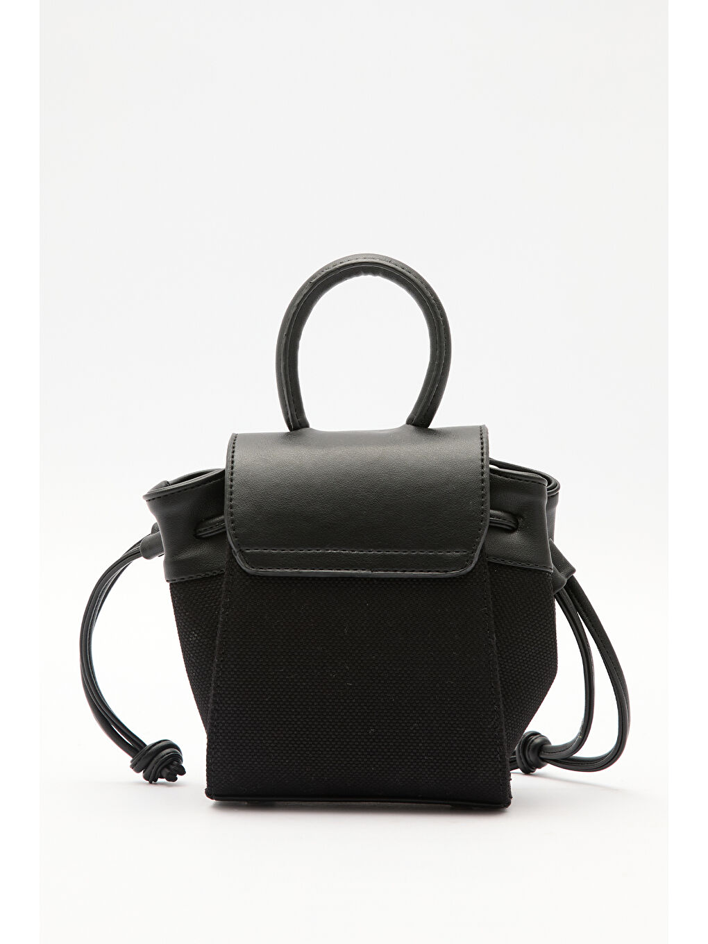 Kanvas Kapaklı Mini Çanta Siyah-7