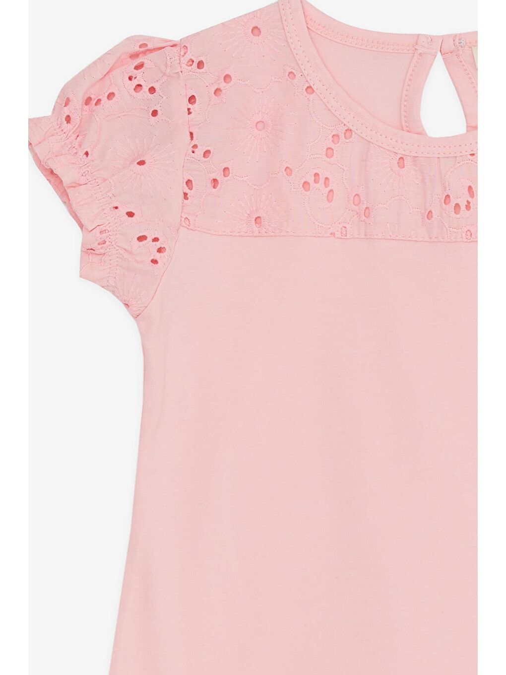 Kız Çocuk Tişört Güpürlü Aksesuarlı Pembe (5-10 Yaş)-2