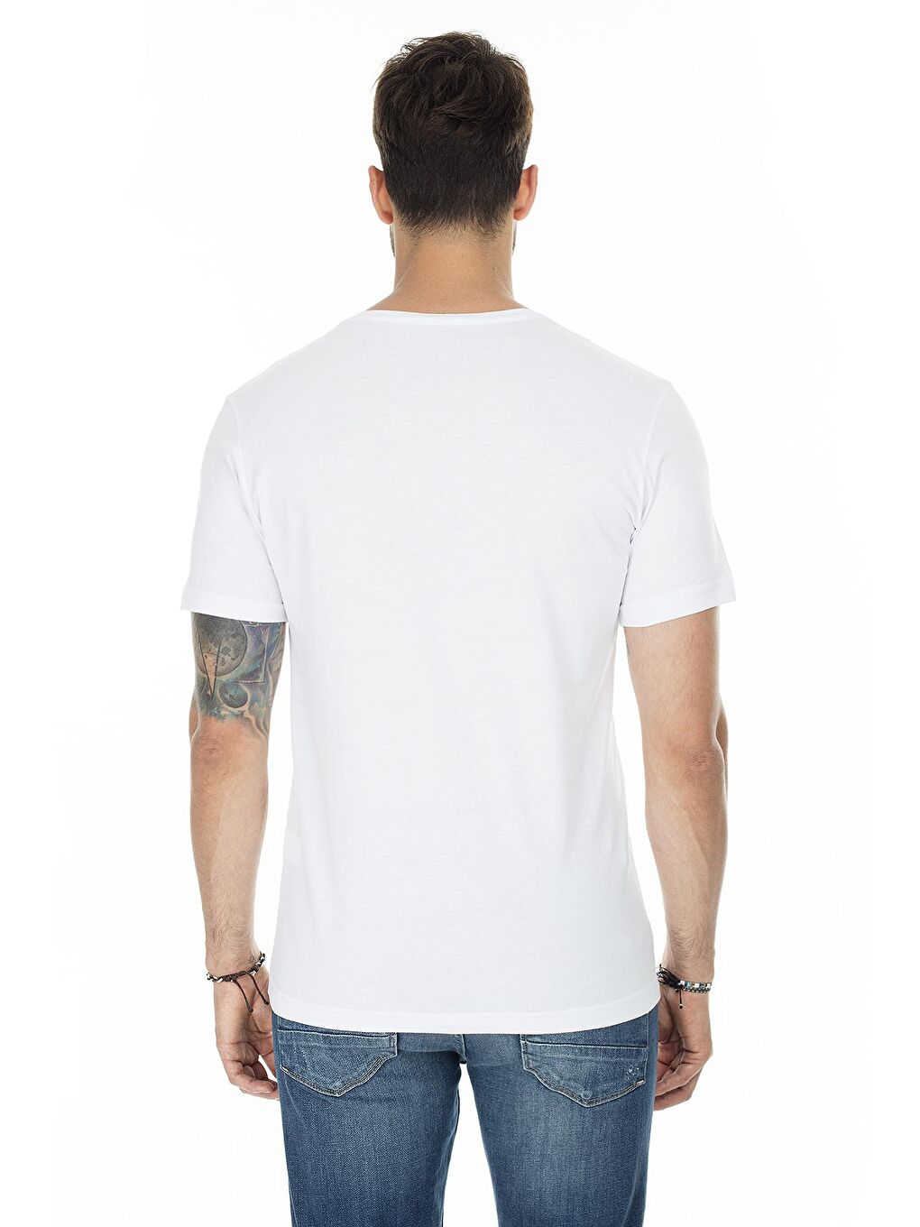 Beyaz Basic Bisiklet Yaka Slim Fit 2  Tişört 5722512O2-2