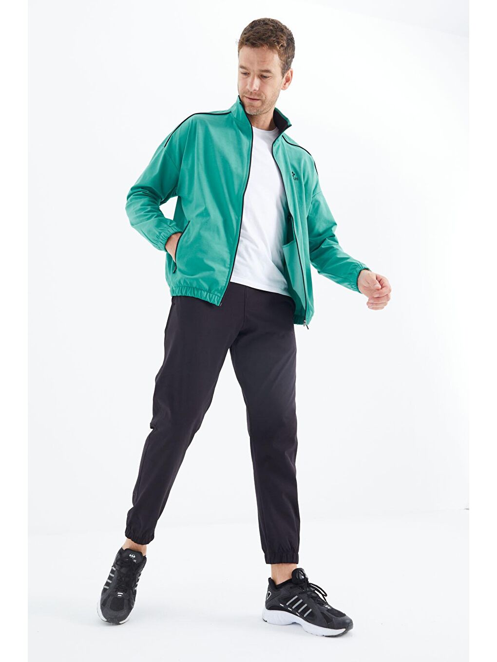 Deniz Yeşil - Siyah Fermuarlı Erkek Eşofman Takım - 85216