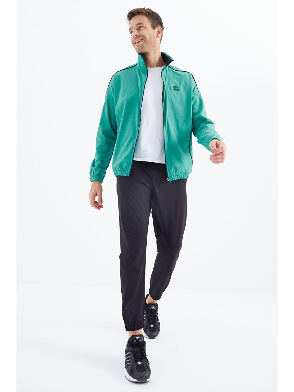 Deniz Yeşil - Siyah Fermuarlı Erkek Eşofman Takım - 85216-3