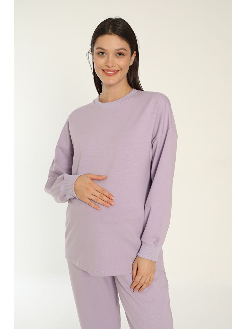 Lila Bol Kesim Hamile Ve Lohusa Eşofman Takımı-3