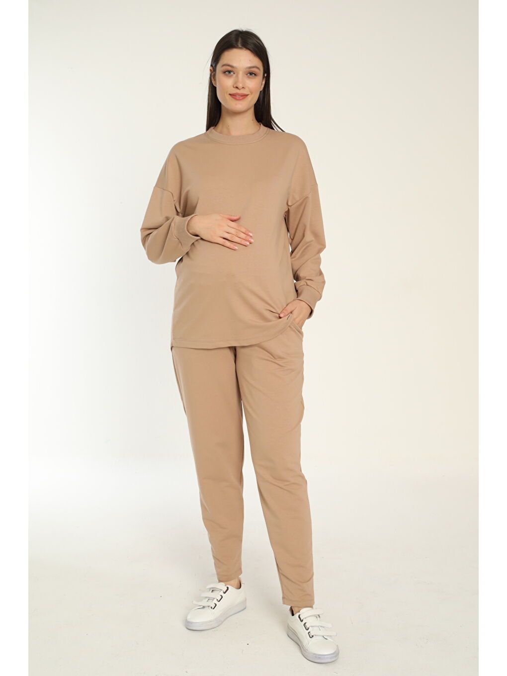 Kahverengi Bol Kesim Hamile Ve Lohusa Eşofman Takımı-1