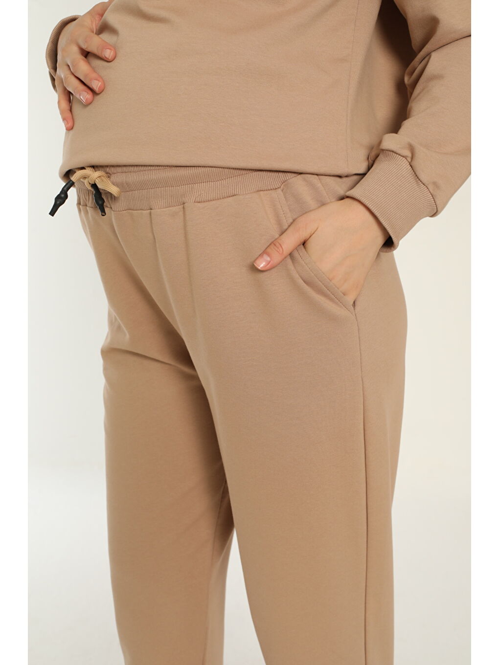 Kahverengi Bol Kesim Hamile Ve Lohusa Eşofman Takımı-3