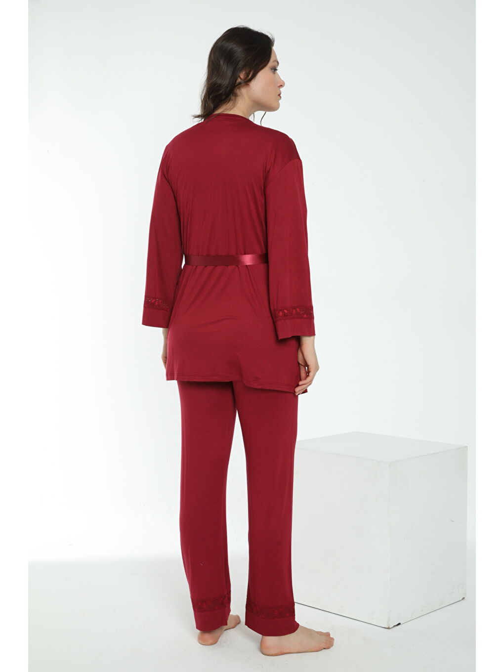 Bordo Sabahlıklı Hamile Ve Lohusa Pijama Takımı-1