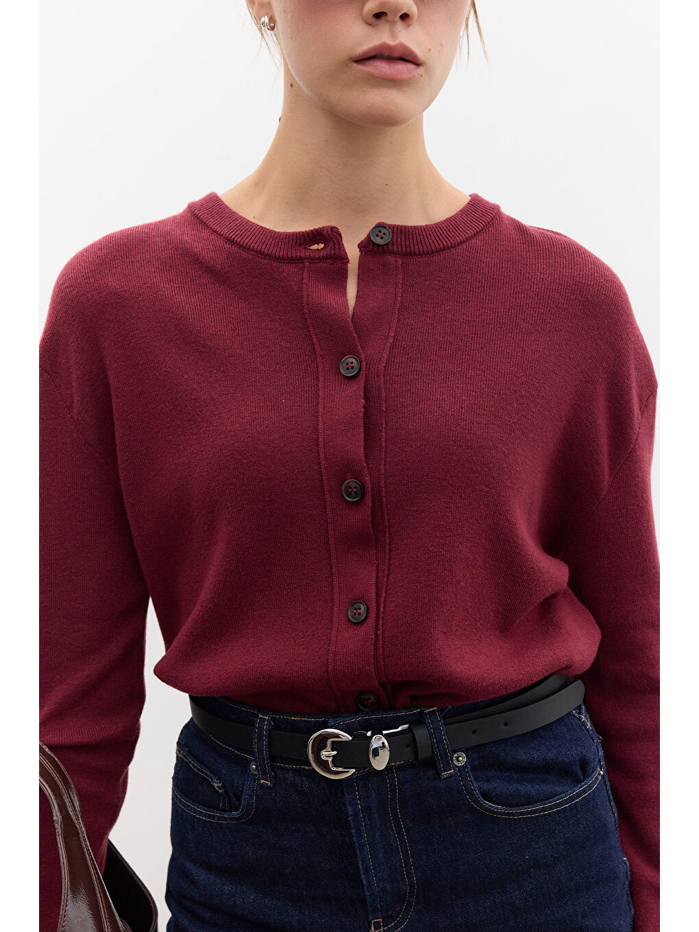 Yumuşak Dokulu Triko Hırka Bordo-1