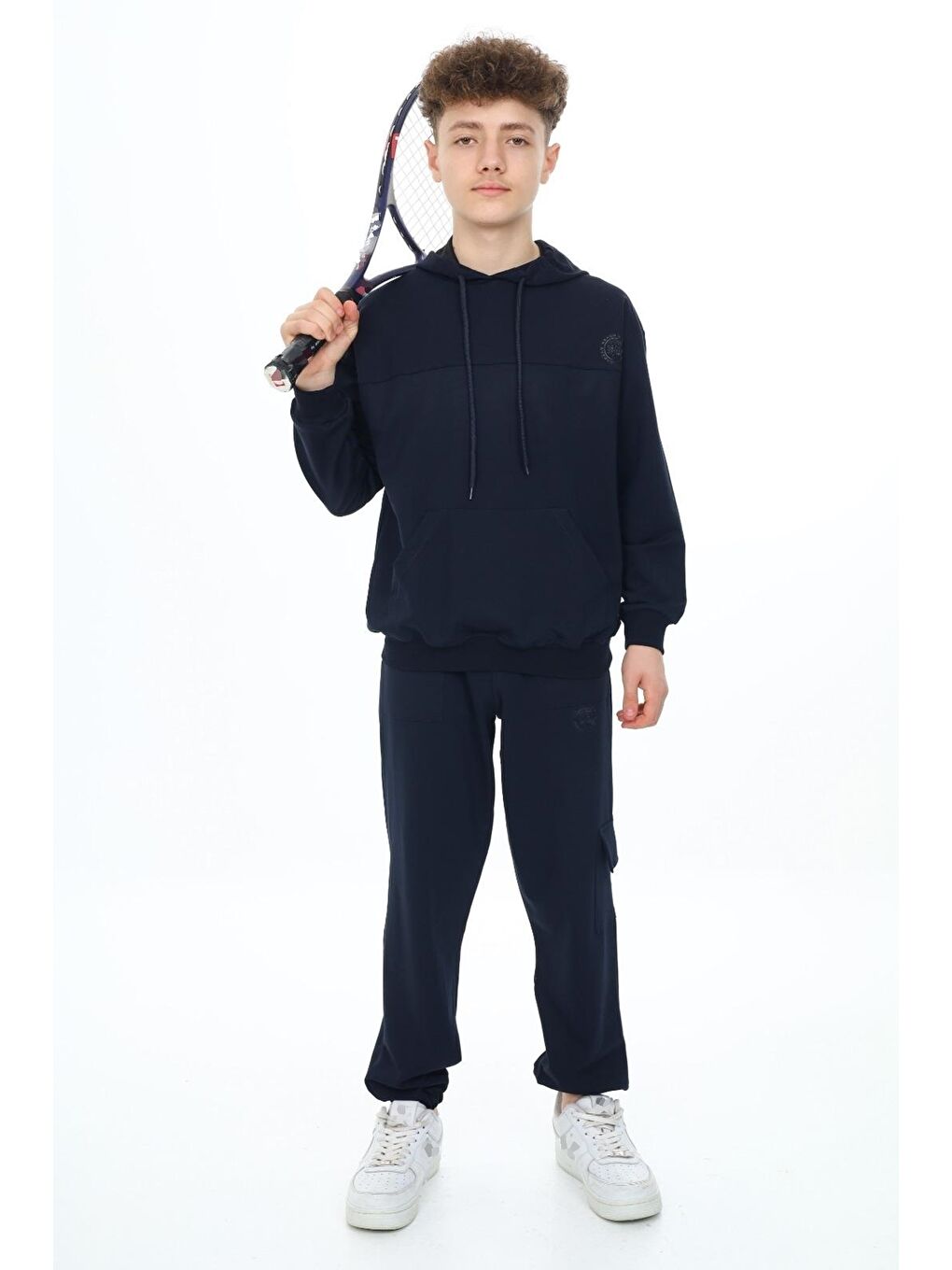 Lacivert Erkek Çocuk Kapüşonlu 2 İplik Eşofman Takımı px7120-1