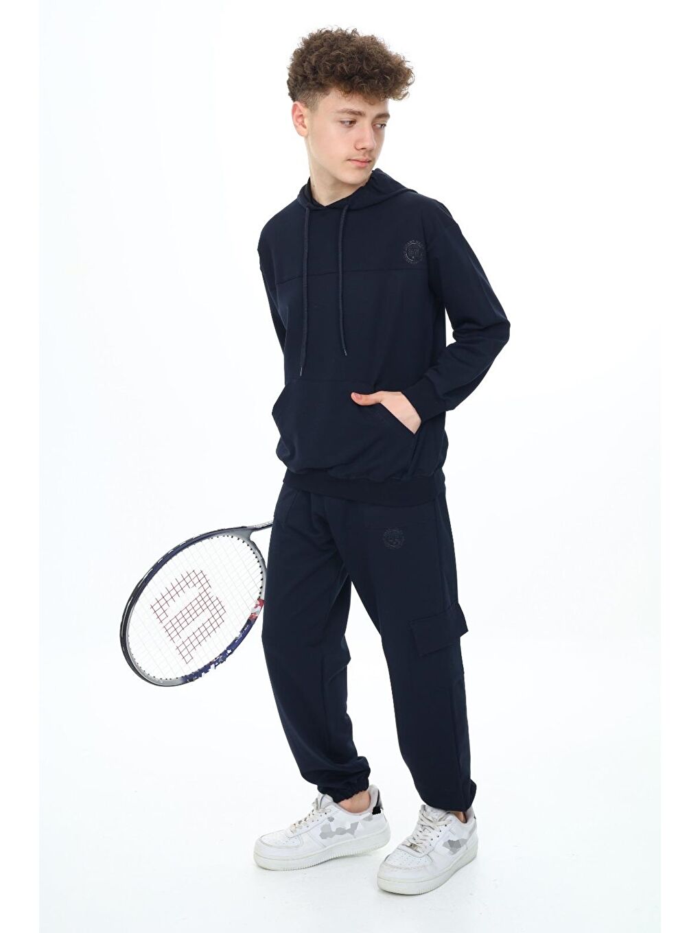 Lacivert Erkek Çocuk Kapüşonlu 2 İplik Eşofman Takımı px7120-2