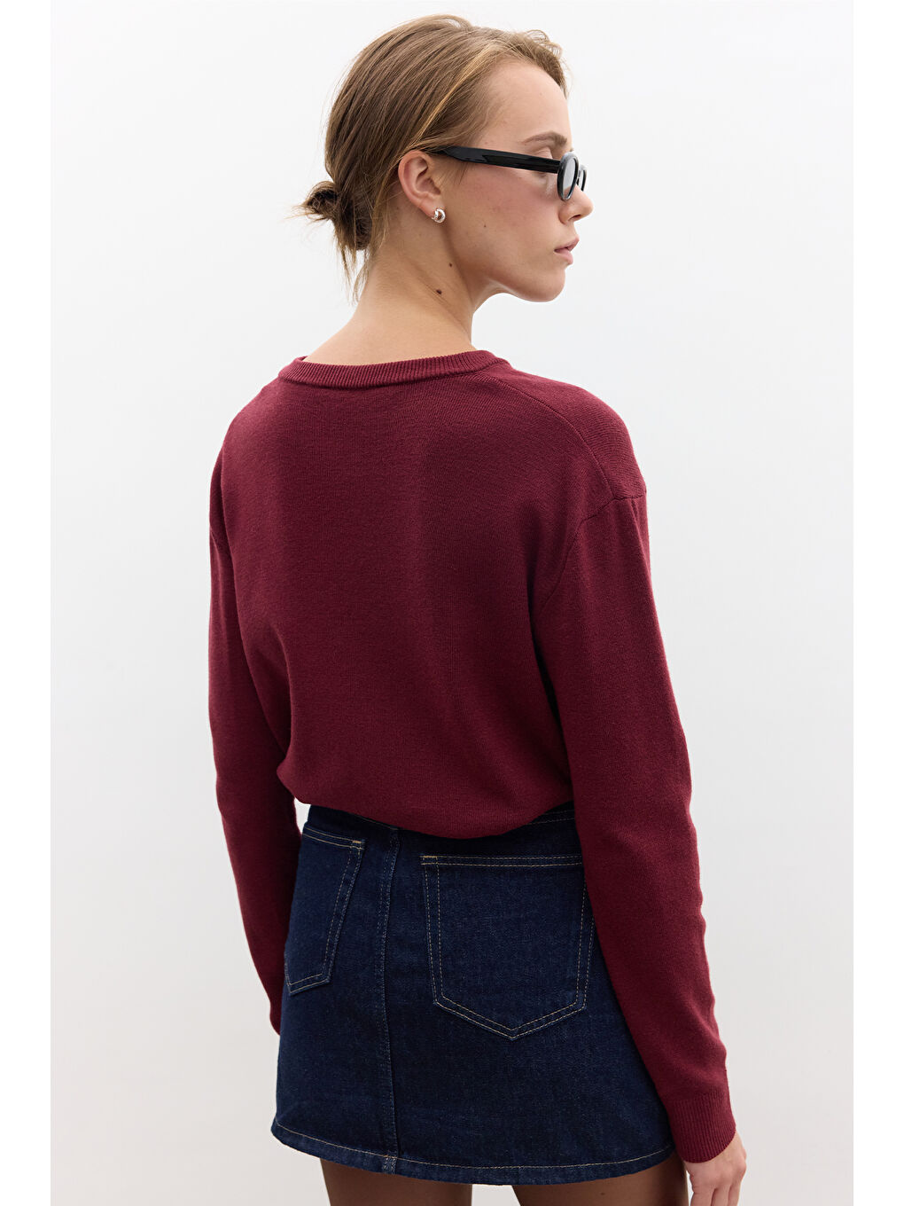 Yumuşak Dokulu Triko Hırka Bordo-3