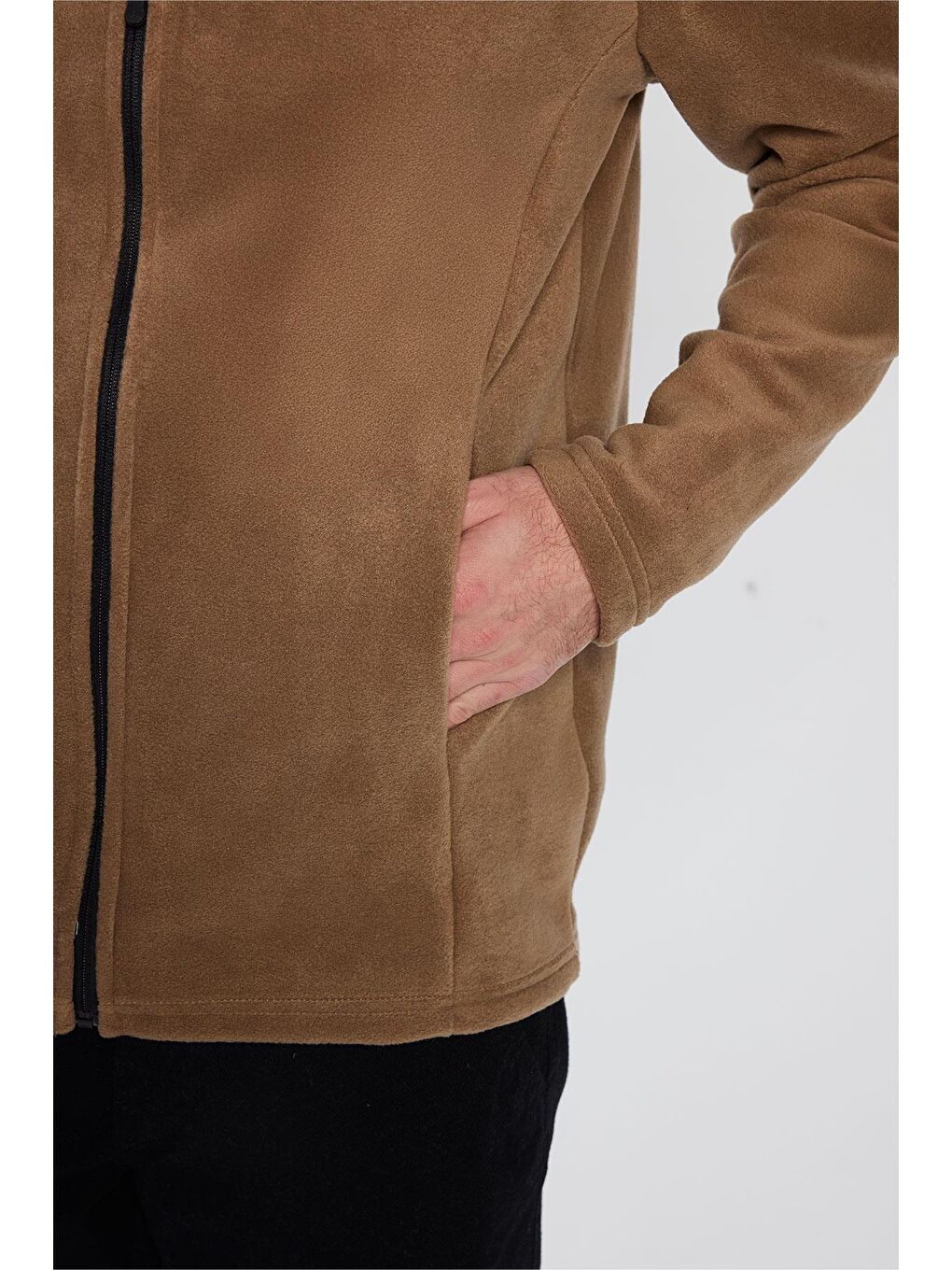 TUDORS Unisex Haki Anti-pilling Tüylenme Yapmayan Standart Fit Tam Fermuarlı Soğuk Geçirmez Polar - 2