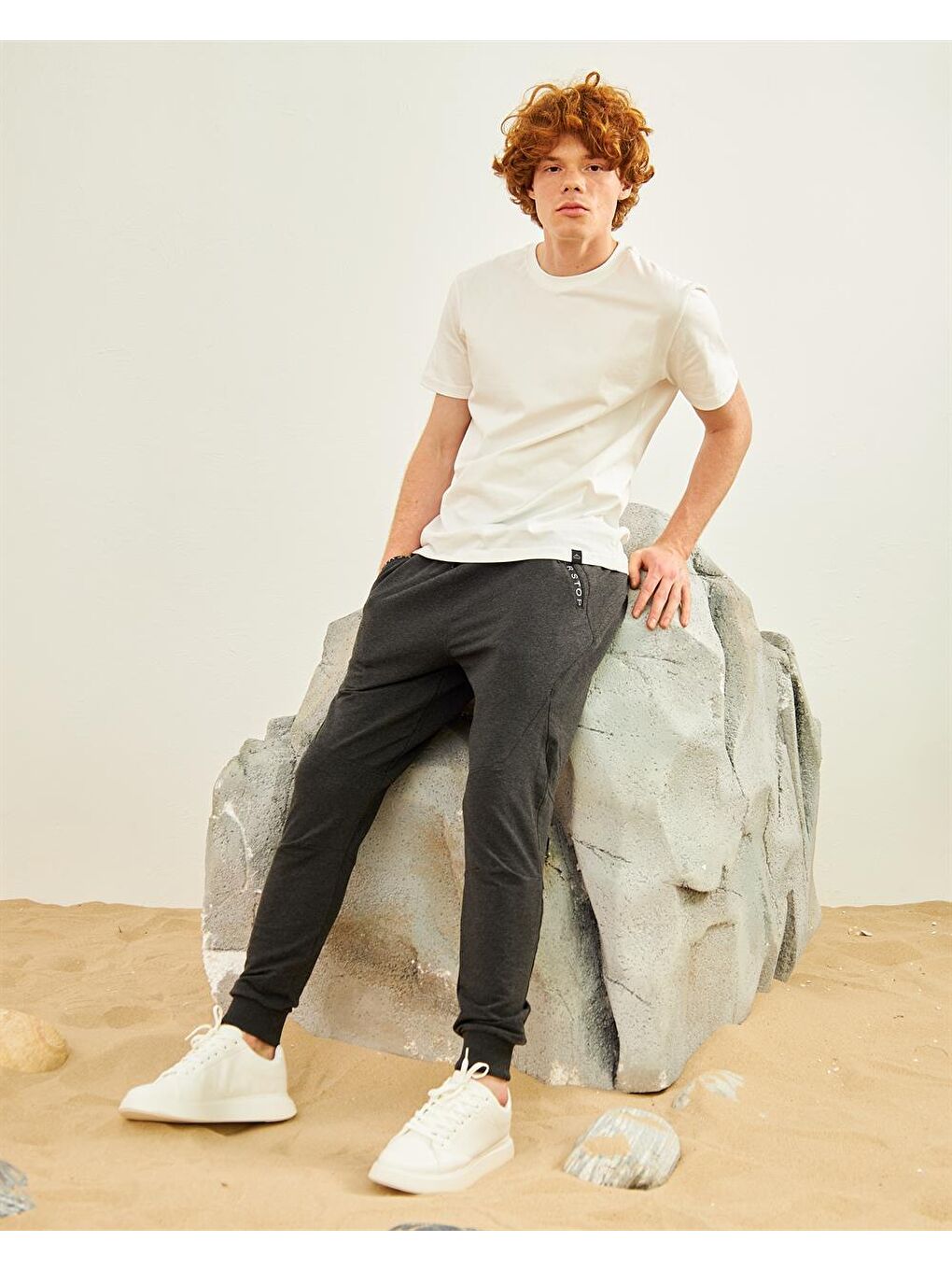 Regular Kalıp Lastik Paça Erkek Jogger Eşofman Altı Antrasit-1