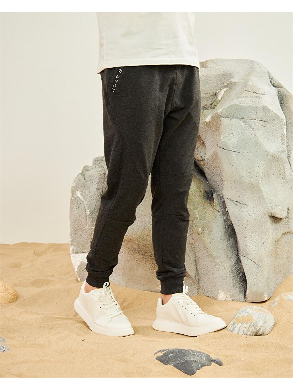 Regular Kalıp Lastik Paça Erkek Jogger Eşofman Altı Antrasit-5