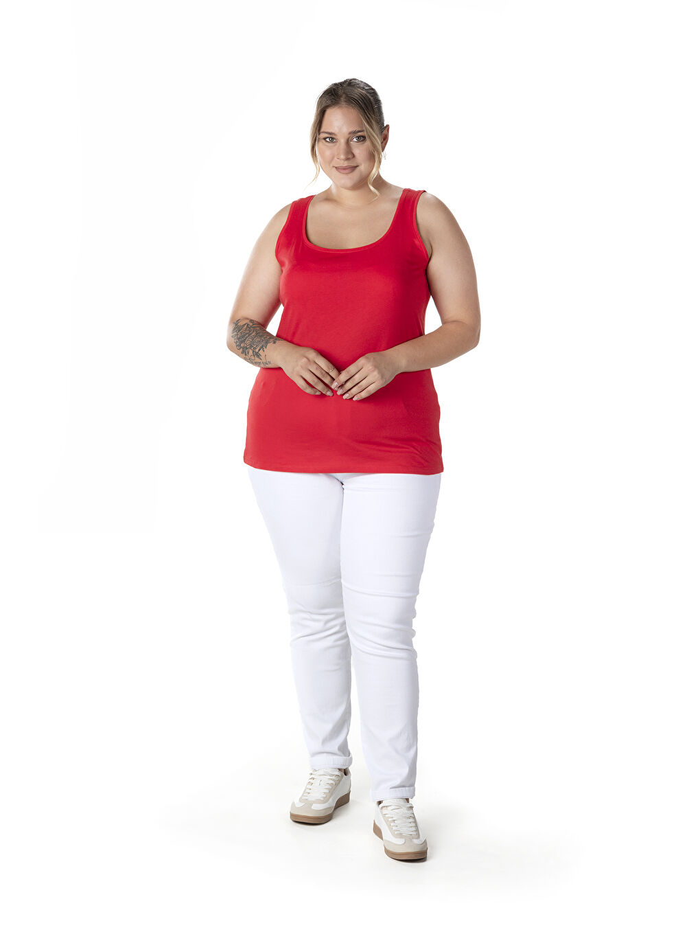 Kırmızı Büyük Beden Sıfır Kol Basic Atlet 1097164-3