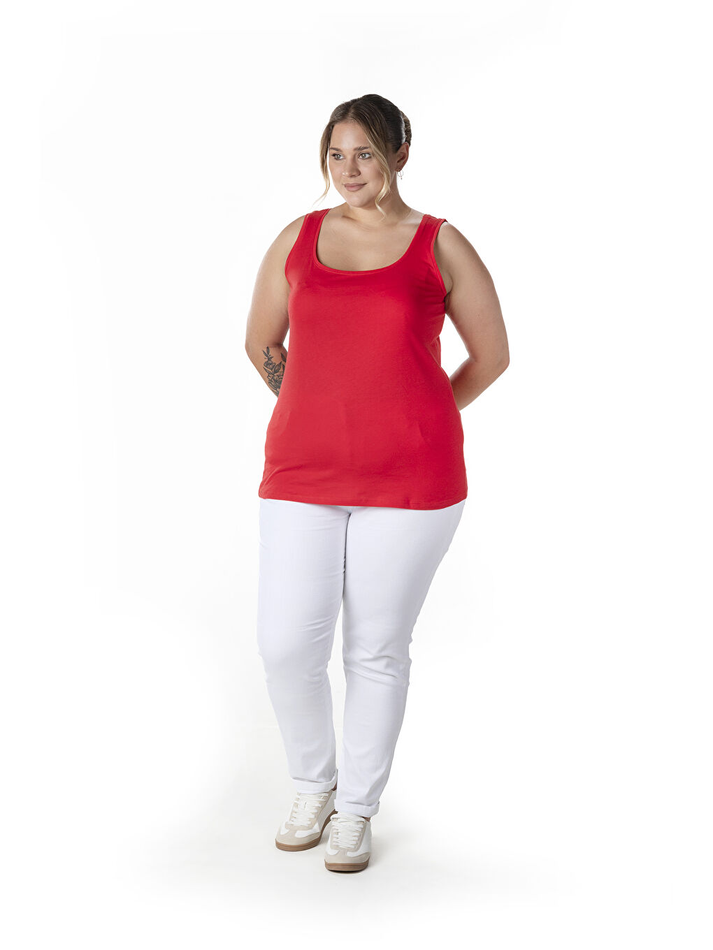 Kırmızı Büyük Beden Sıfır Kol Basic Atlet 1097164-4
