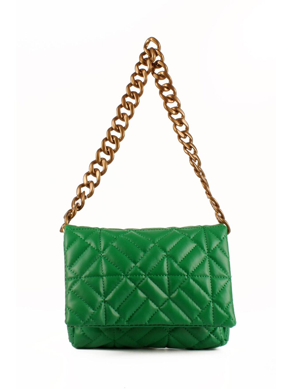 Yeşil Kadın Kapitoneli Zincir El ve Omuz Askılı Omuz Çantası (20652)-1