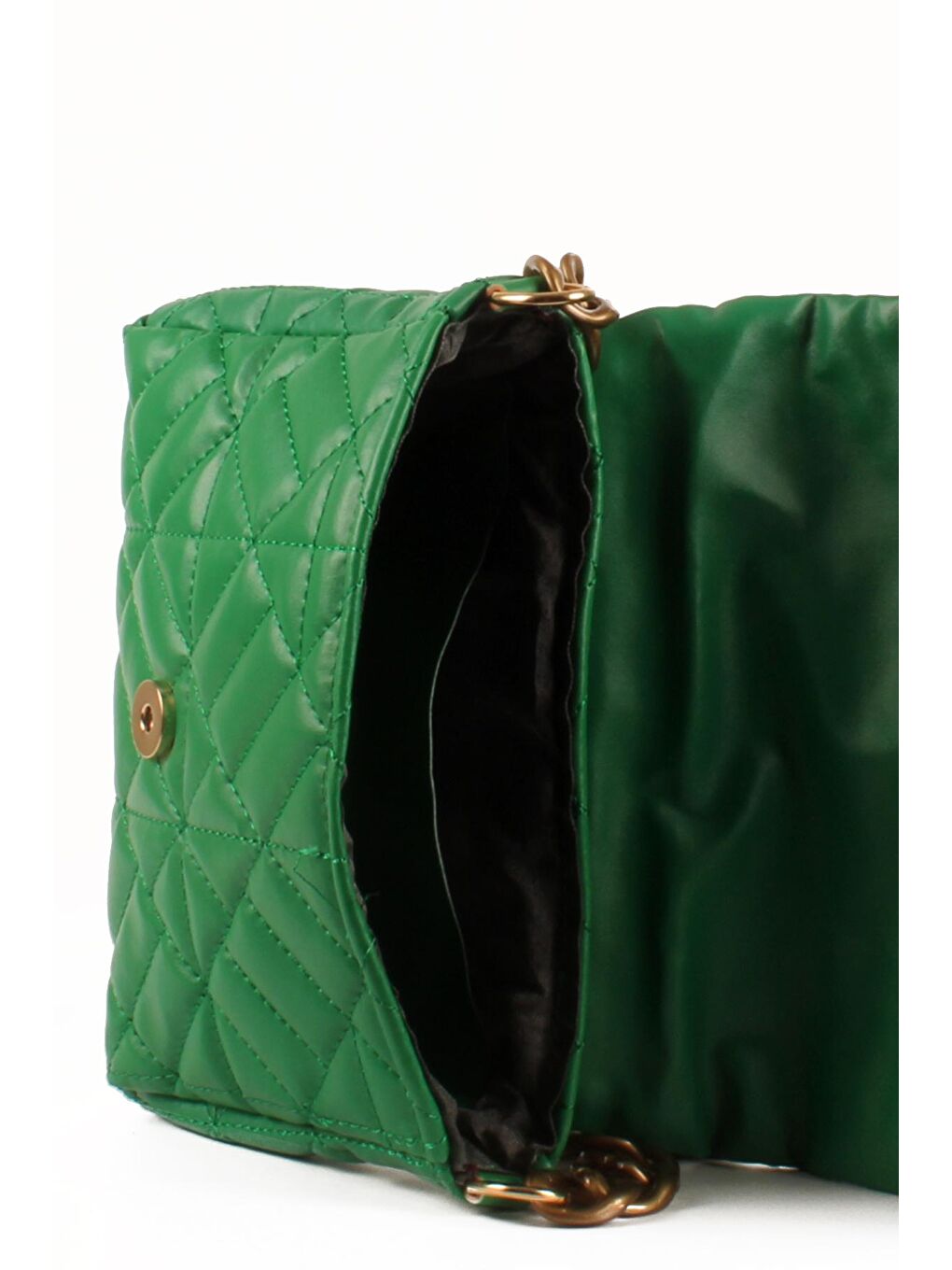 Yeşil Kadın Kapitoneli Zincir El ve Omuz Askılı Omuz Çantası (20652)-2