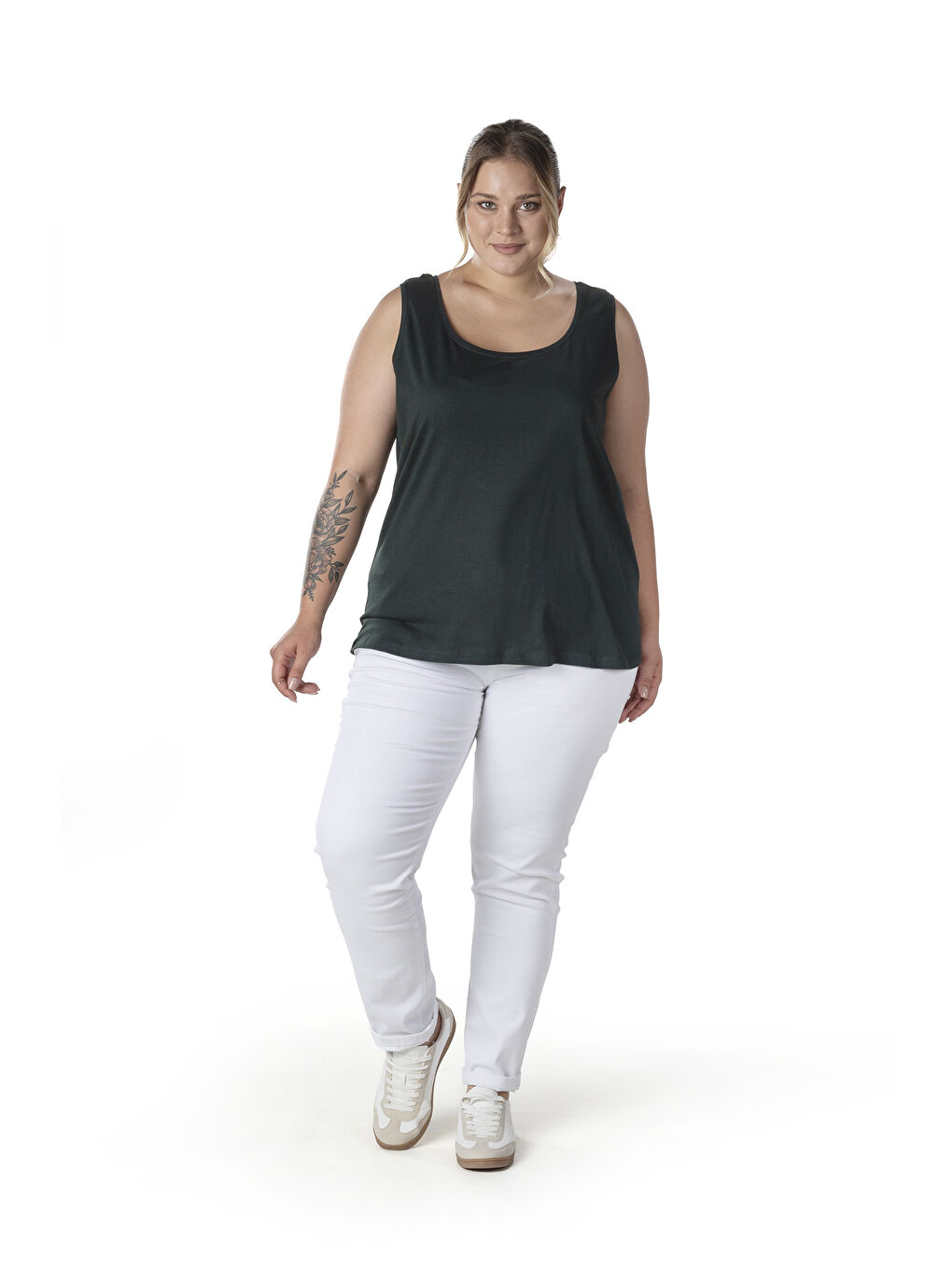 Yeşil Büyük Beden Sıfır Kol Basic Atlet 1097164