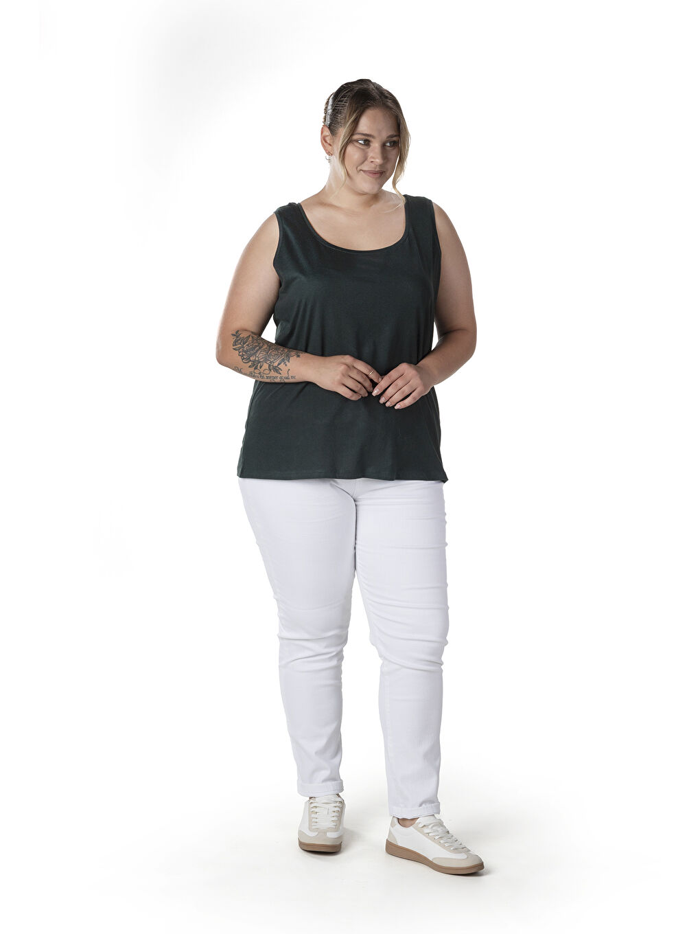 Yeşil Büyük Beden Sıfır Kol Basic Atlet 1097164-3