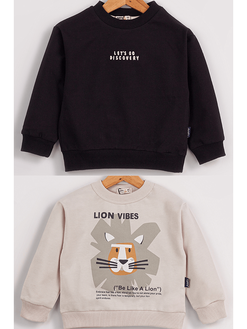 MRTUFFY Siyah Erkek Çocuk 2'li Paket Basic Sweatshirt