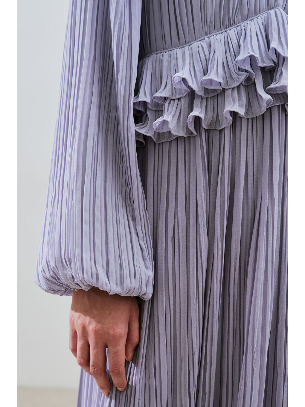 Mila Piliseli Katlı Elbise Lila-4