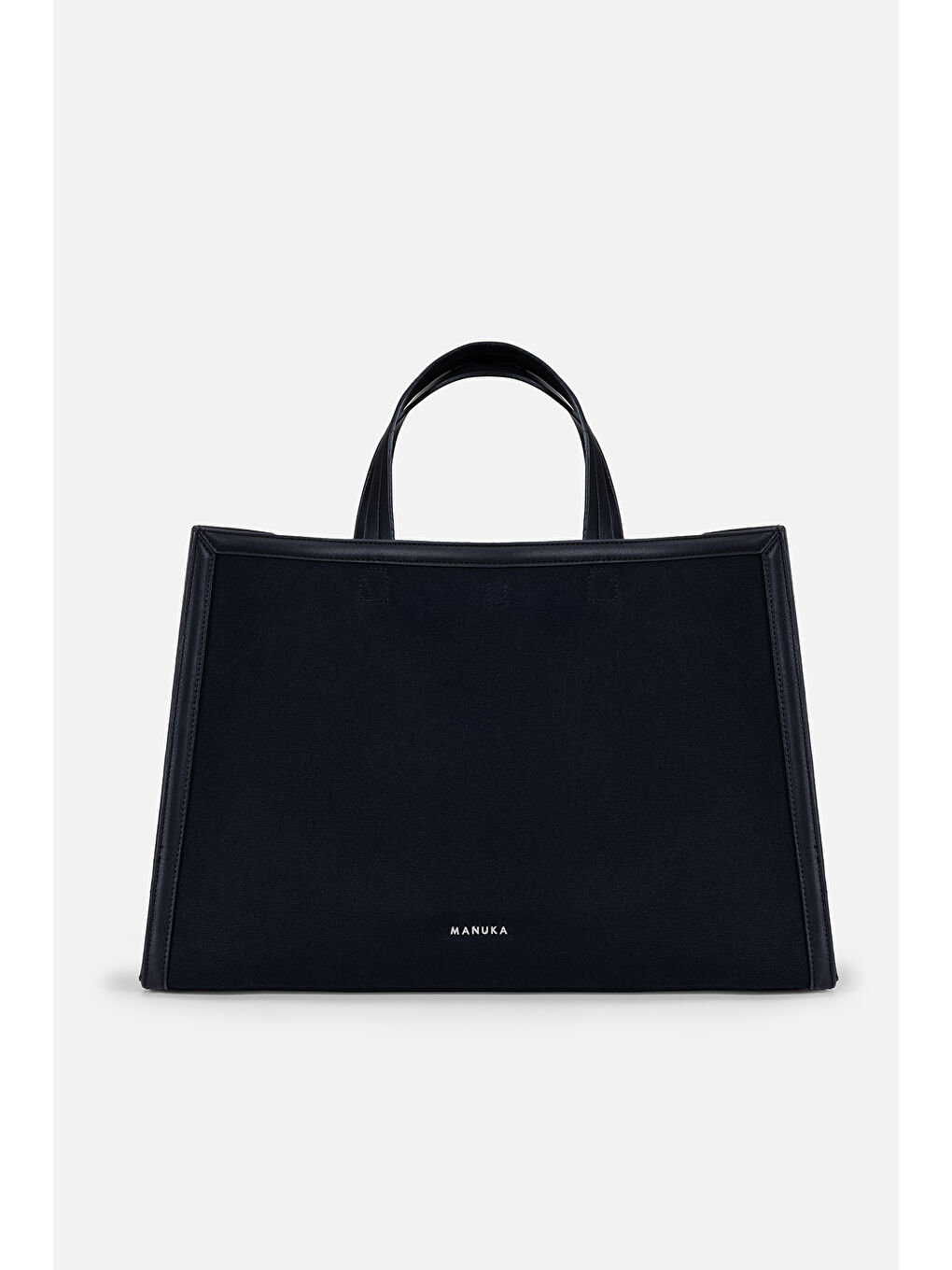 Kanvas Deri Detaylı Shopper Çanta Siyah-1