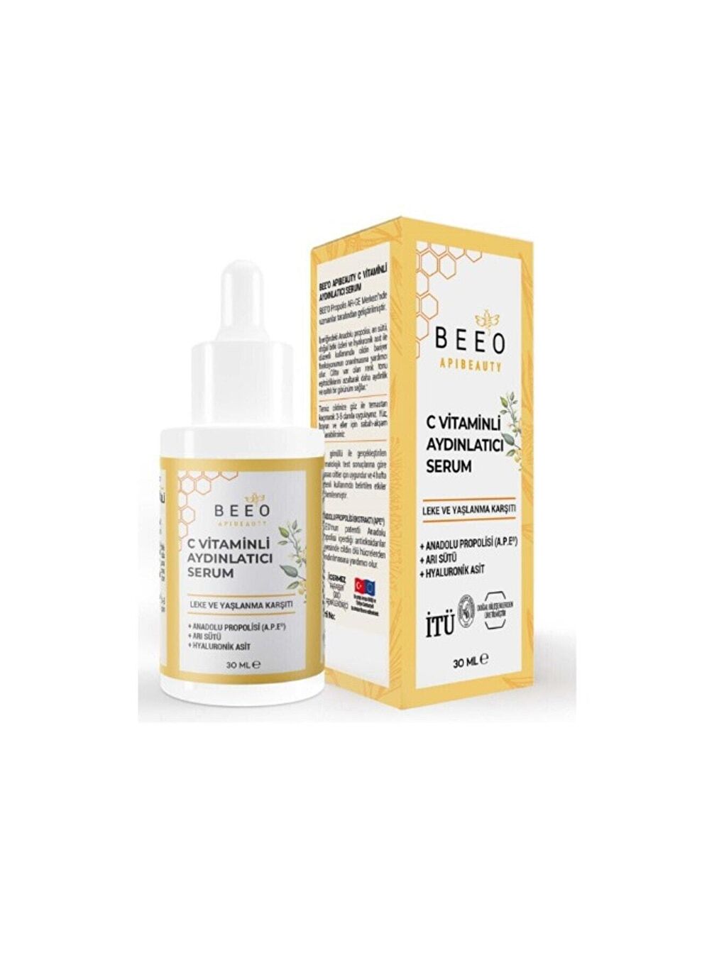 bee'o propolis Sarı Cilt Tonu Eşitleyici & Aydınlatıcı C Vitaminli Serum 30 ml - 1