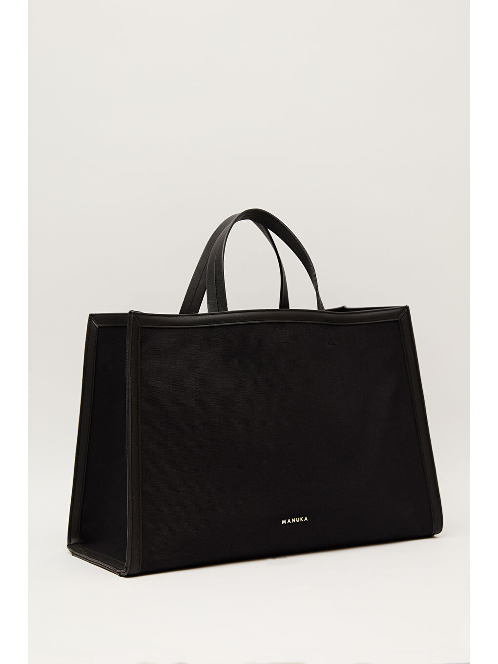 Kanvas Deri Detaylı Shopper Çanta Siyah-6