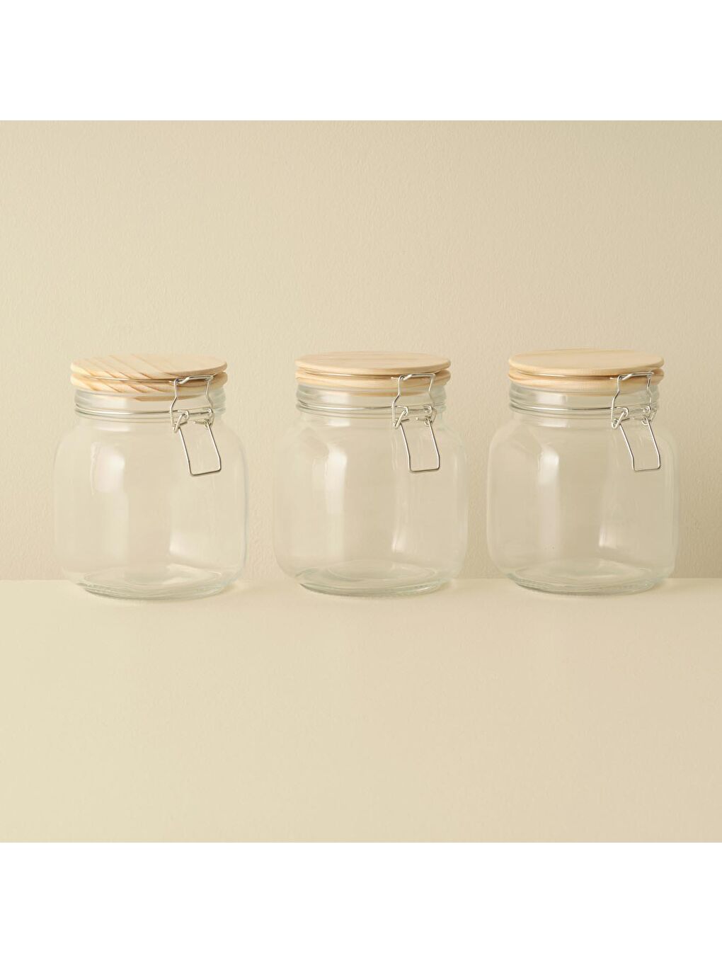 Bej Molde 3'lü Kavanoz Seti